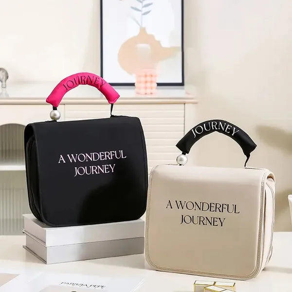 Women'S Pearl Portable Cosmetic Bag, Business Travel Hook Cosmetic Bag, Cosmetic Bag Large Capacity, Toilet Bag With Hook, Suitable For Toiletries, Cosmetics, Brushes And Other Items - 5 - CJ