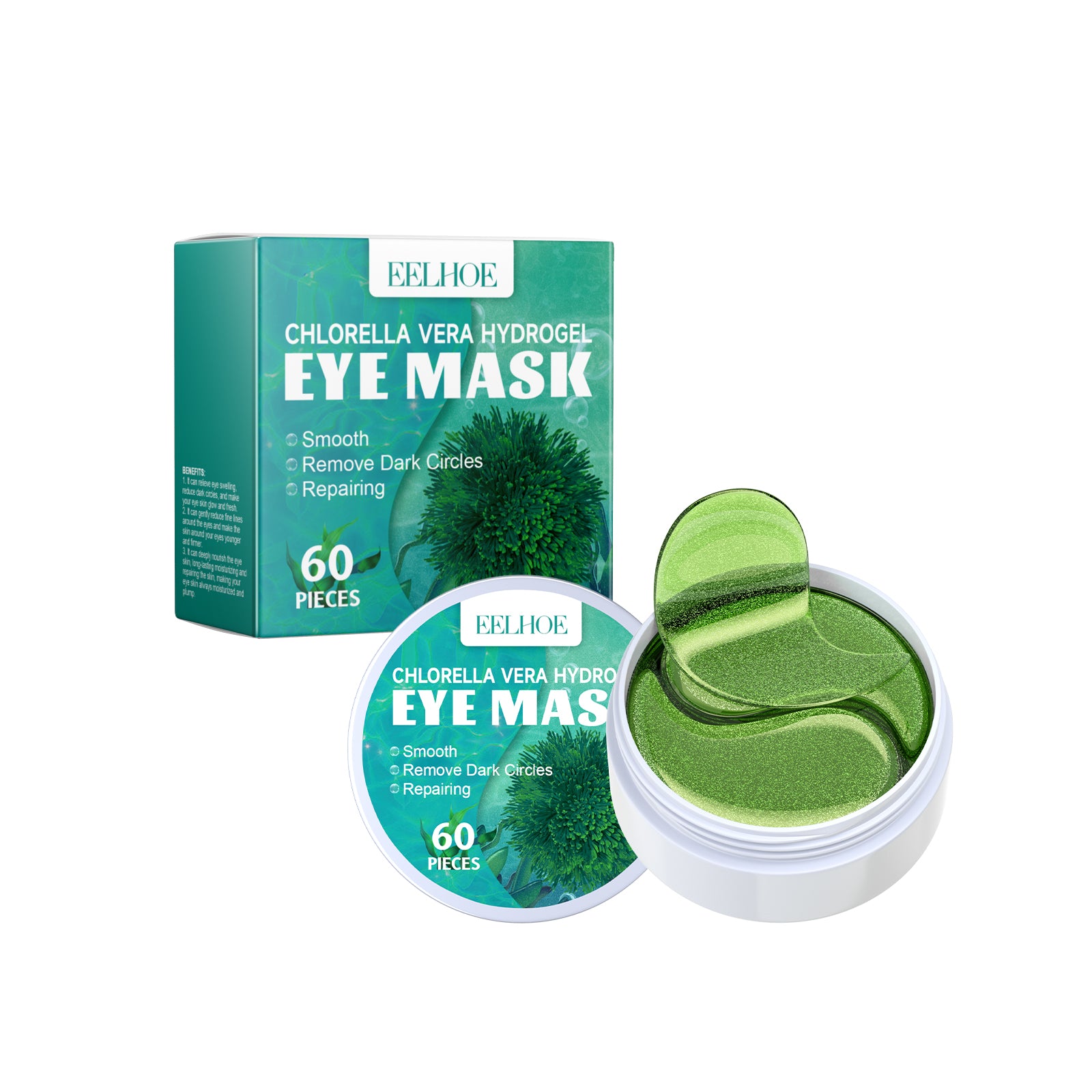 EELHOE Chlorella Vera Hydrogel Eye Mask, Moisturizing Desalination Eye Grain Compact Fine Grain Soft Skin Hydrating Eye Mask - 5 - CJ