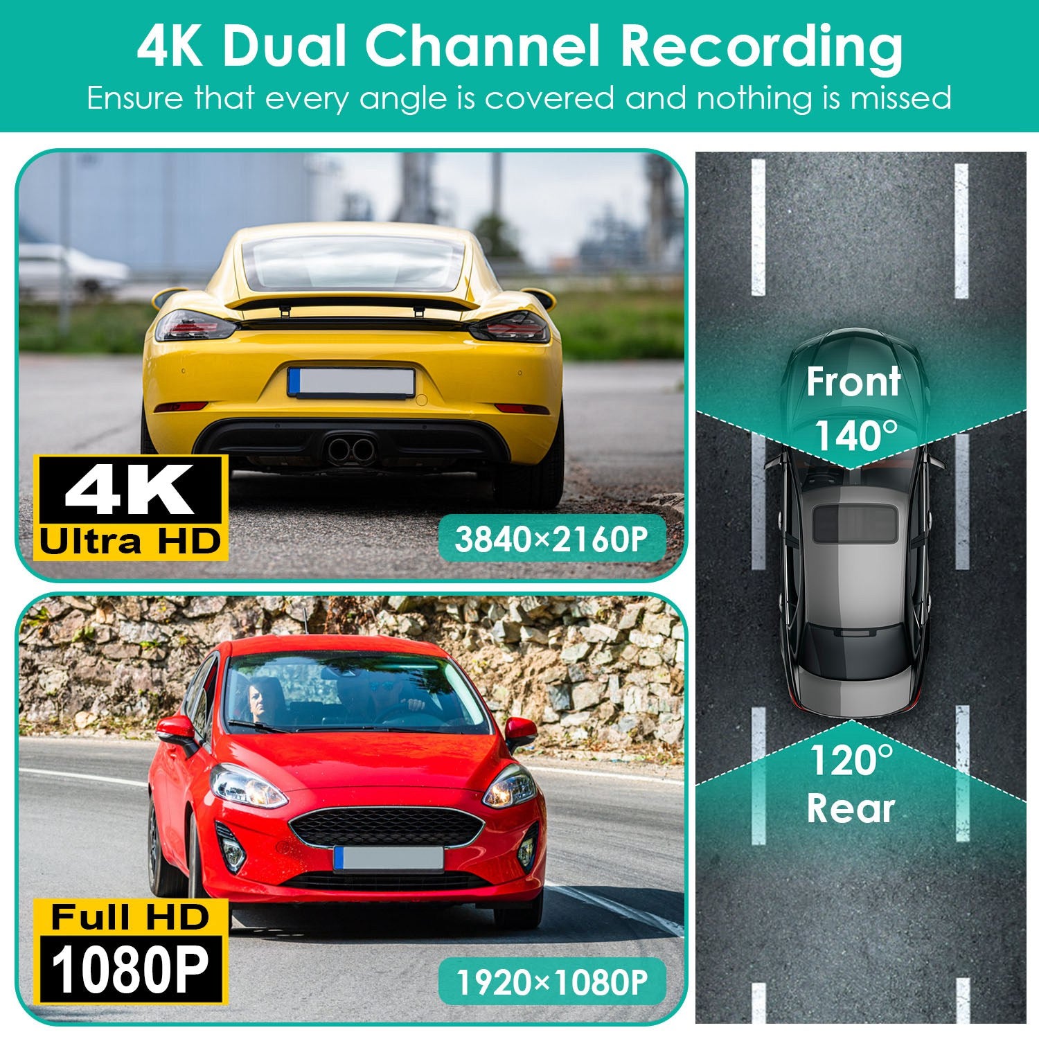 1Pc 4K 1080P Car Dash Cam 2.4GHz WiFi Car Camera Mini Driving Recorder With 140 Degree Wide Angle APP Control Night Vision G - sensor Loop Recording - 5.0 - cjdropshipping