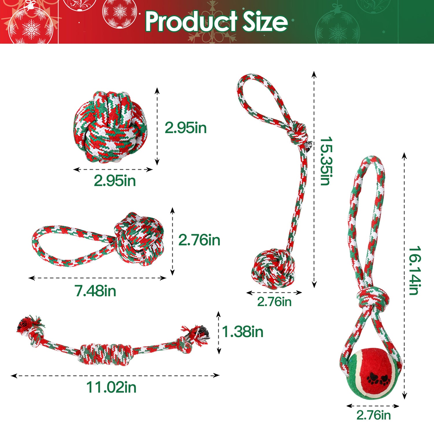 Set Of 5Pcs Christmas Dog Rope Chew Toys Dog Interactive Toys Set For Puppy Small Medium Aggressive Chewers Dogs Training Teething Playing - 5 - CJ