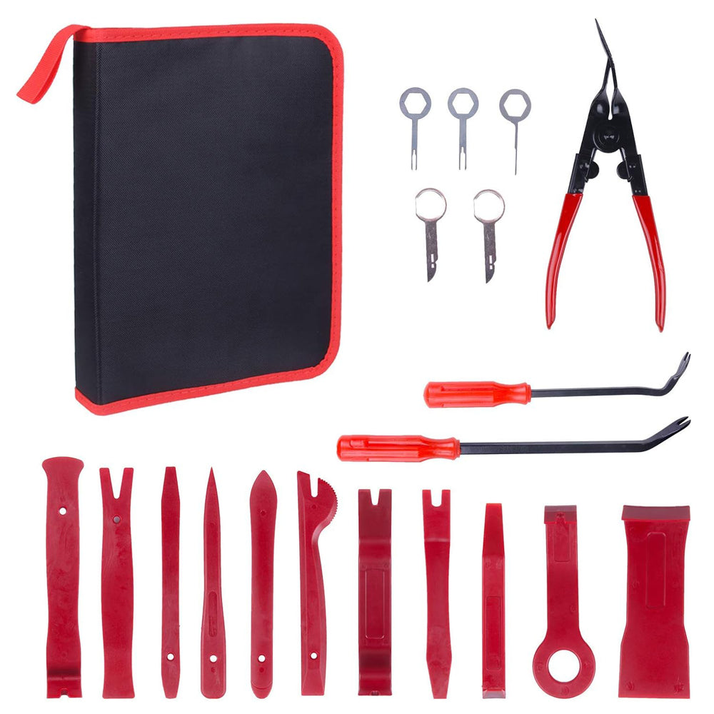 19pcs Auto Trim Removal Kits,Car Panel Removal Tool Car Interior Trim Kit Auto Clip Pliers Fastener Remover Pry Tool Set For Automotive Radio Stereo Dash - 5 - CJ