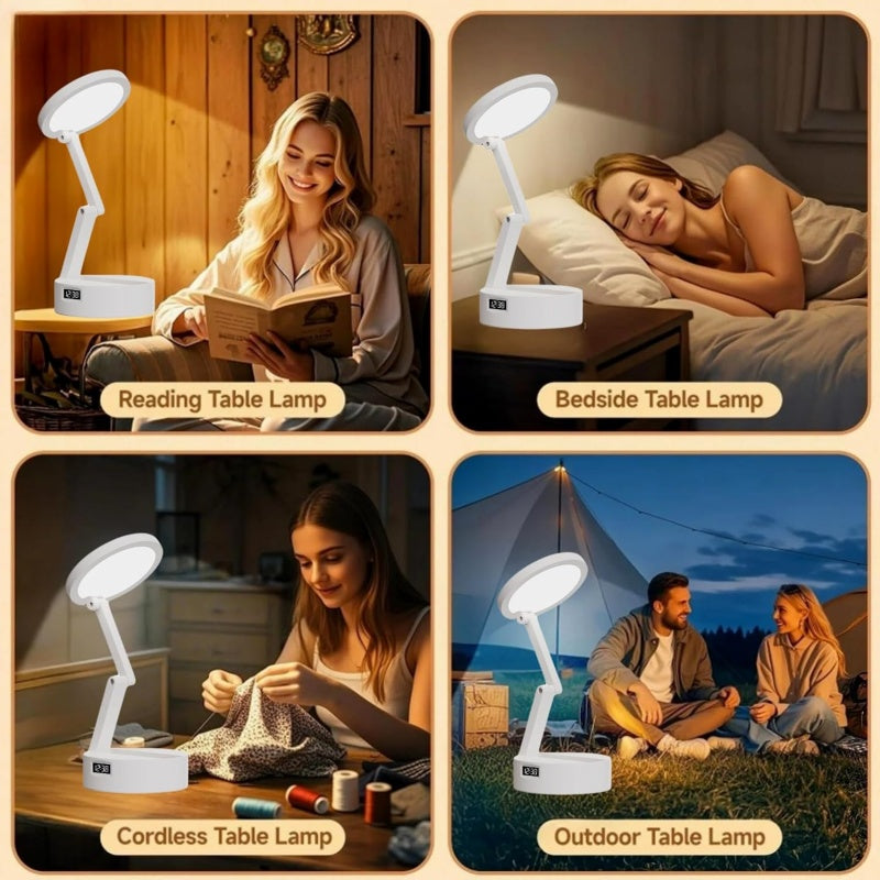Foldable Book Lamp With LED Clock & Touch Control Night Light For Office, Bedroom, Study - 5 - CJ