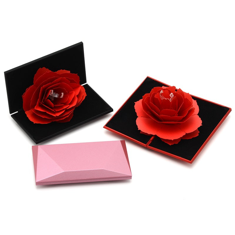 Diamond Shaped Vibrato With Rotating Rose Ring Box Valentines Day Gift - 4 - CJ