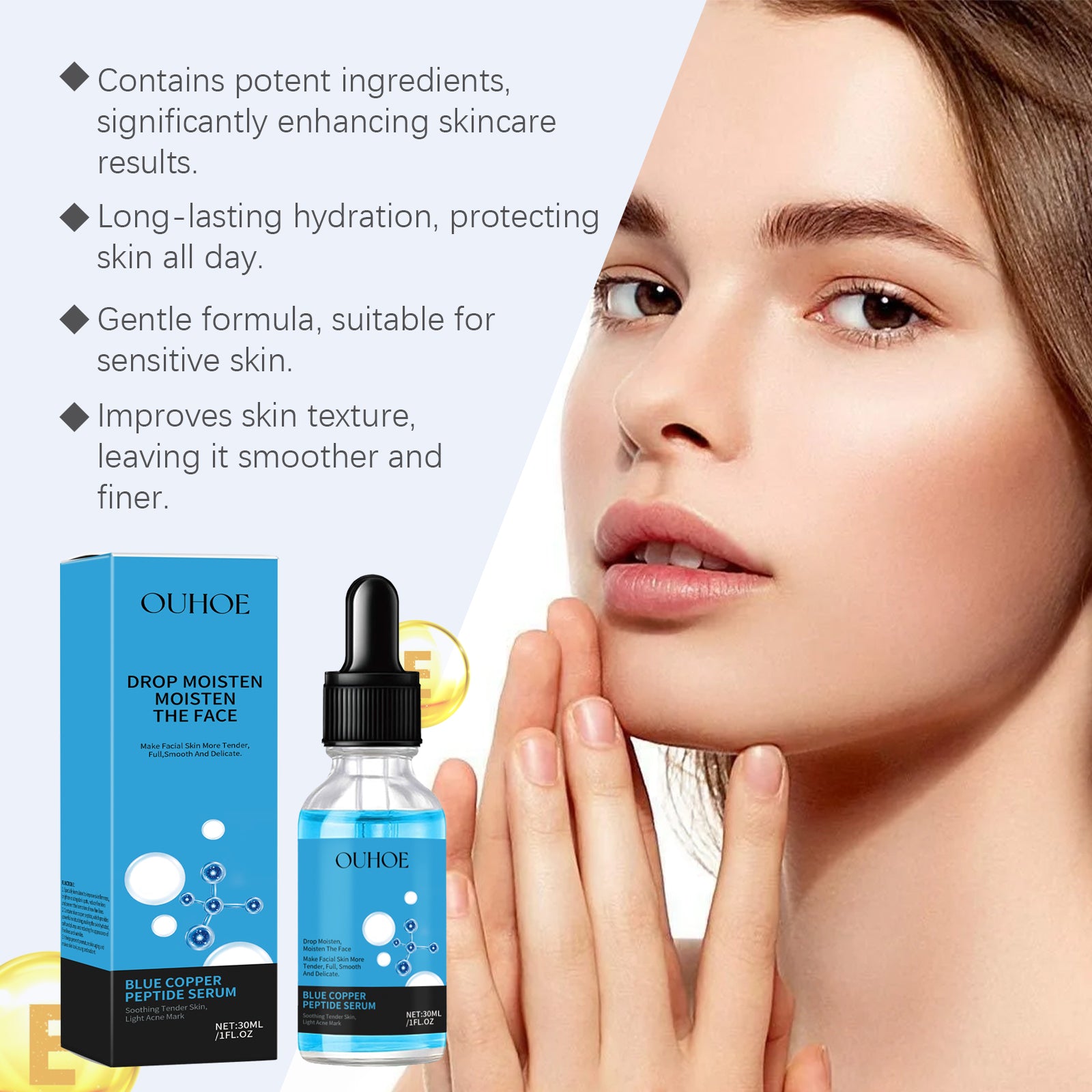 OUHOE Copper Peptide Repair Serum Hydrates, Hydrates, Firming And Firming Facial Skin With Blue Copper Peptide Serum - 5 - CJ