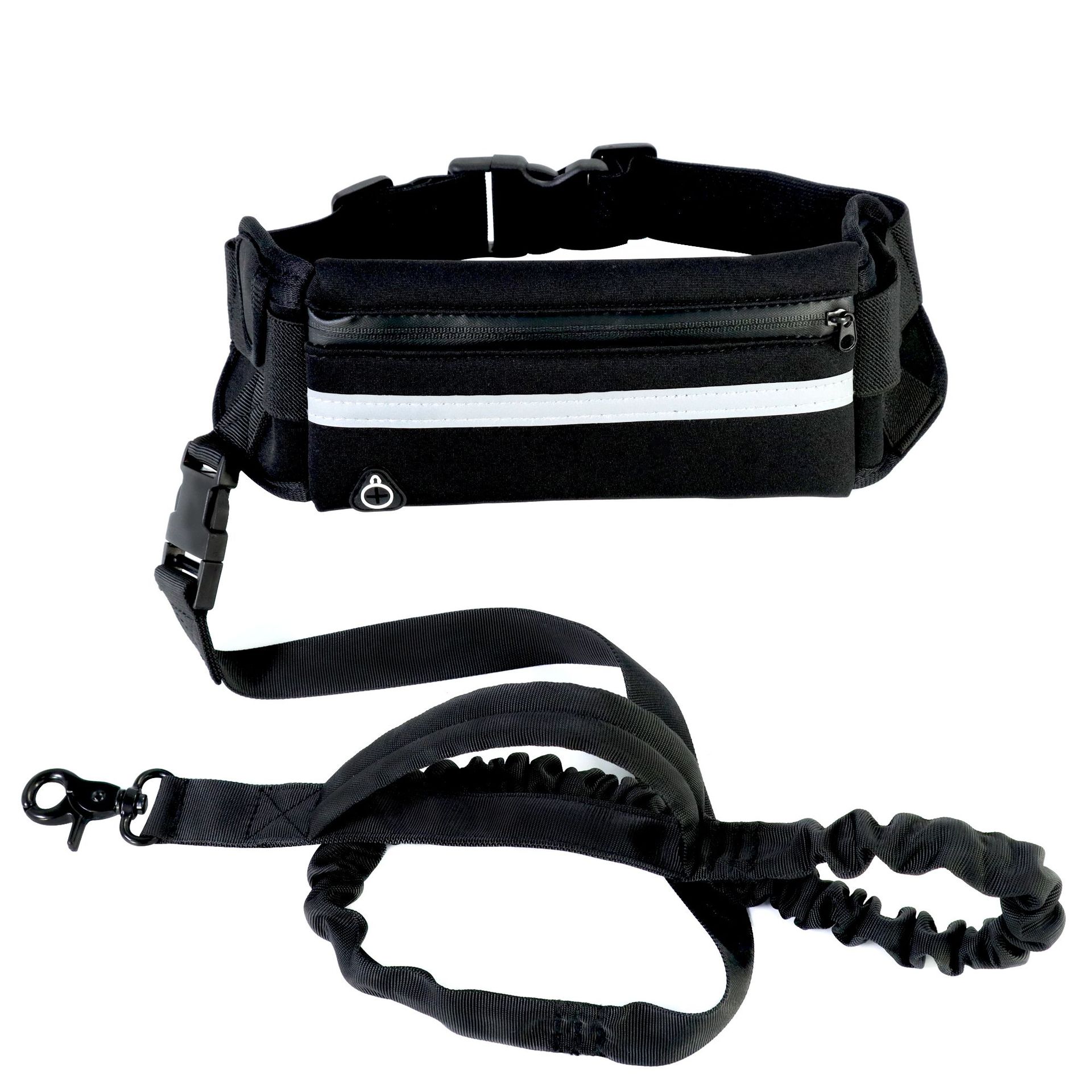 Hands Free Dog Leash Pet Walking And Training Belt With Shock Absorbing Bungee Leash For Up To 180lbs Large Dogs Phone Pocket And Water Bottle Holder - 4 - CJ - Black - CJJJCWGY04596 - Black