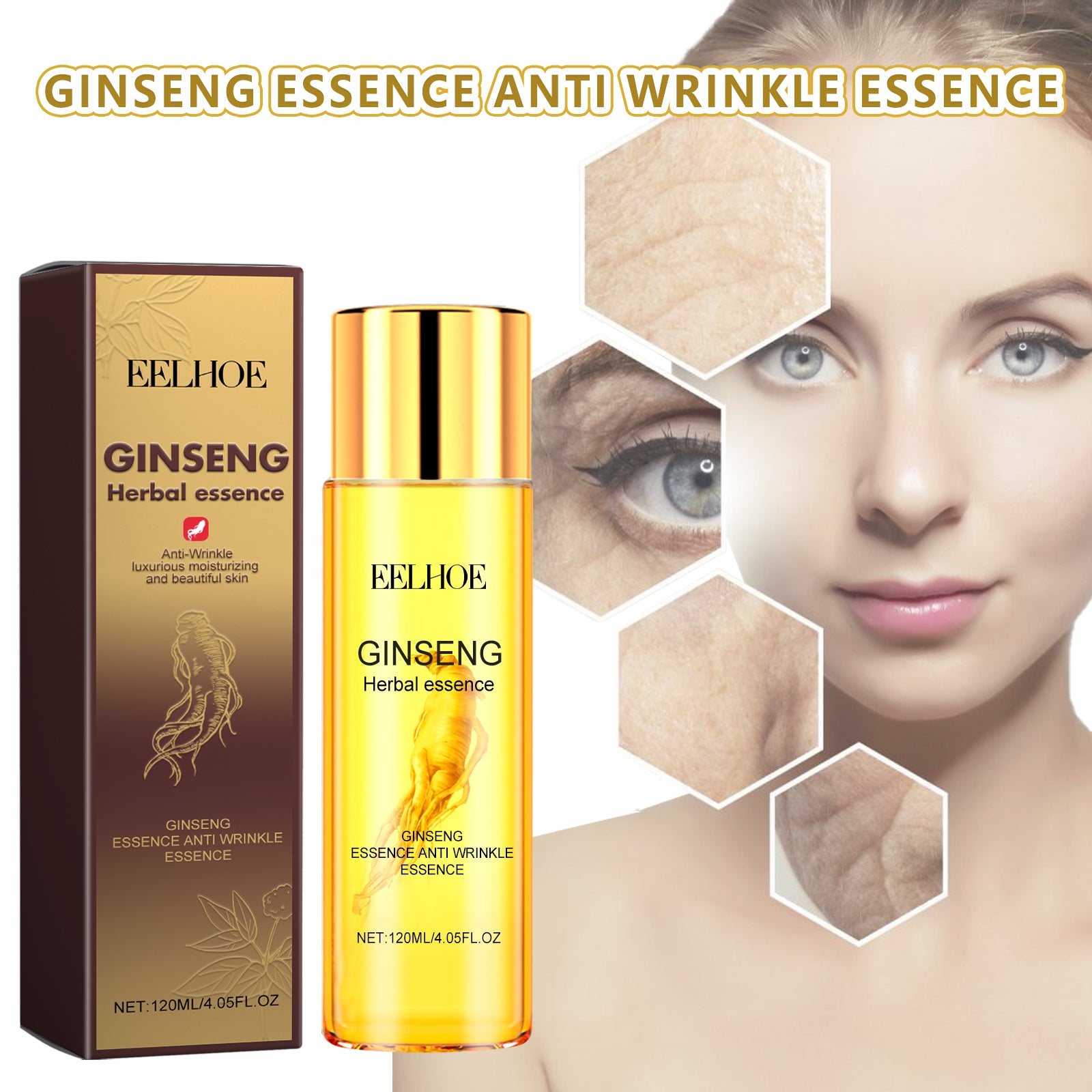 EELHOE Ginseng Essence Anti Wrinkle Essence, Wrinkles Firming Facial Skin Smooth And Tender And Elastic - 5 - CJ