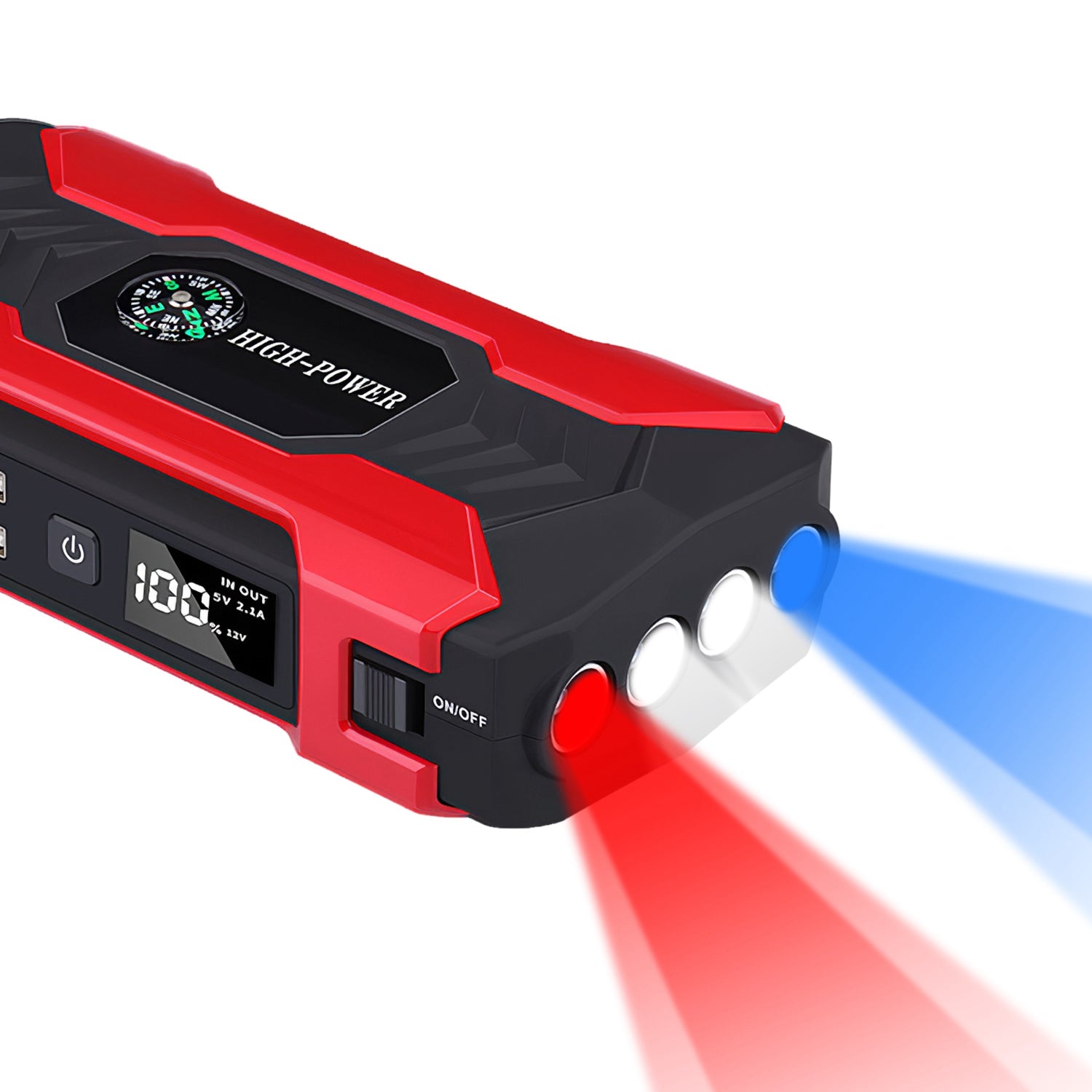 Car Jump Starter Booster 800A Peak 28000mAh 12V Battery Charger Up To 6.0L Gas Or 3.0L Diesel Engine With LCD Screen 4 Modes LED Flashlight - 5 - CJ