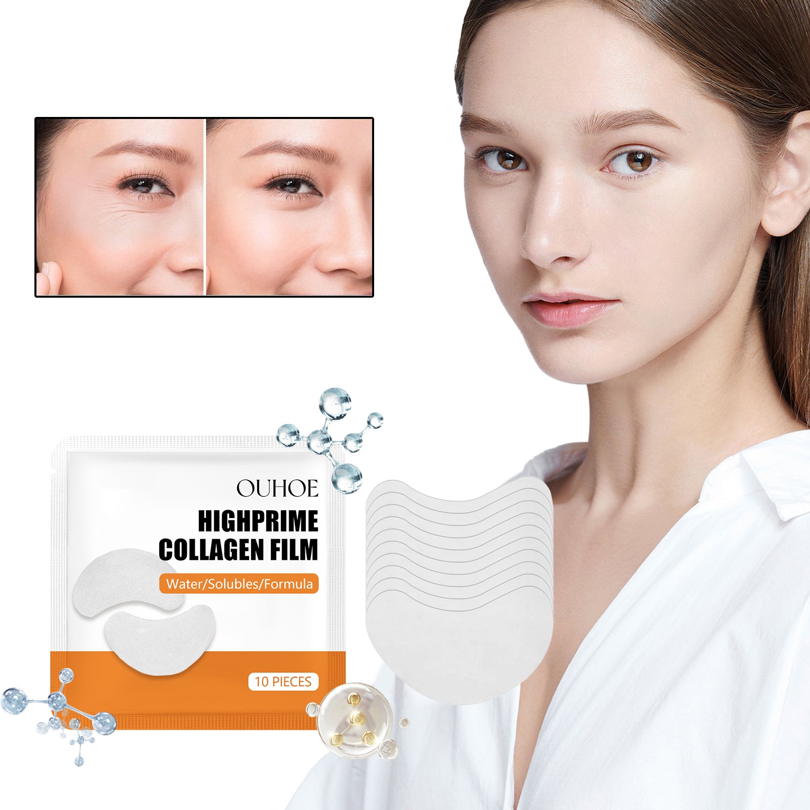 OUHOE Highprime Collagen Film, Desalination Eye Fine Lines Crow's Feet Deep Black Rim Of The Eye Moist Firming Skin - 5 - CJ