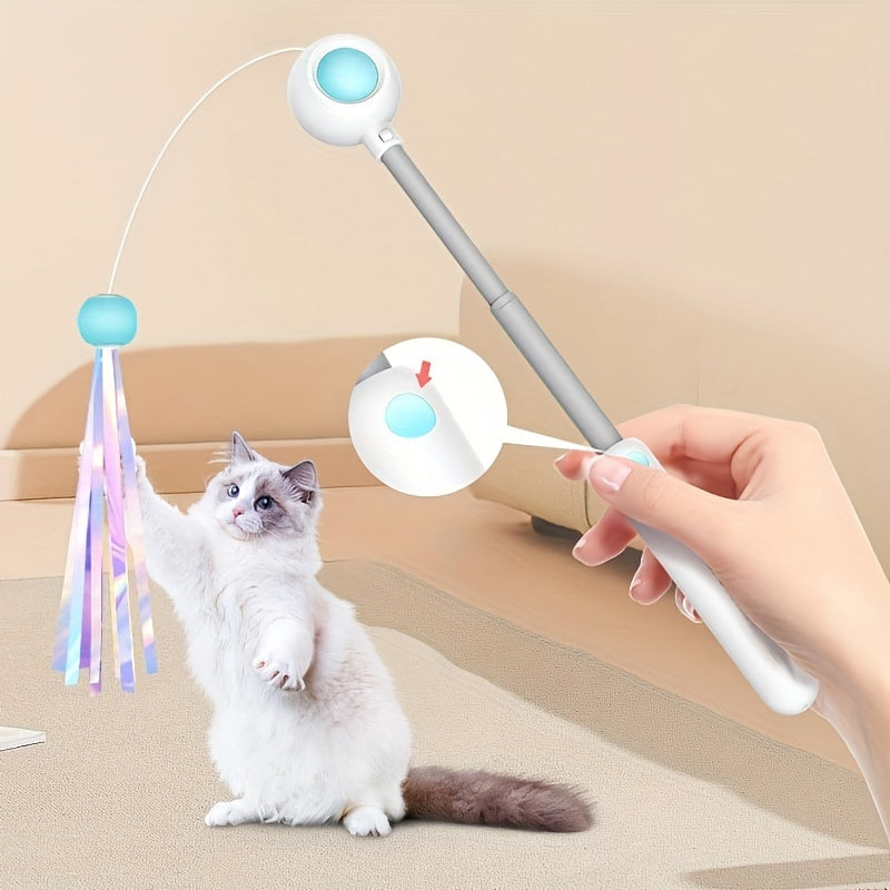 Cat Teaser Stick, Retractable Cat Wand With Replacement Head, Cat Feather Toy, Cat Interactive Toy For Indoor Cats For Relief Boredom And Exercise - 5 - CJ