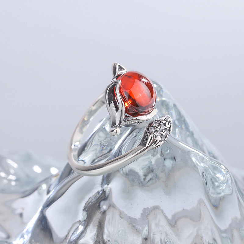 S925 Vintage Ethnic Style Sterling Silver Fox Ring - 4 - CJ