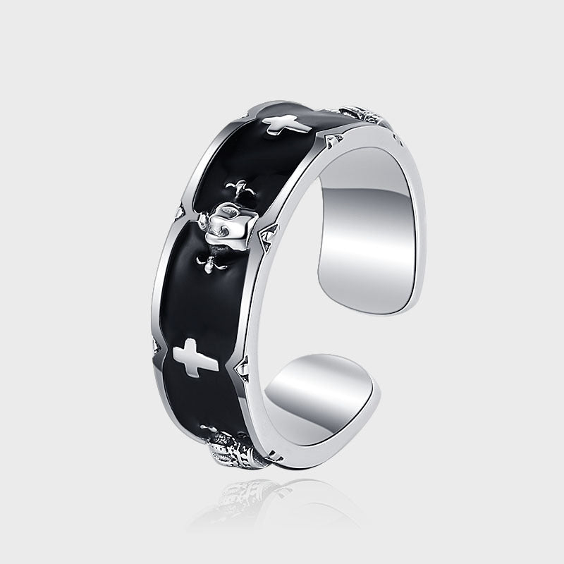 S925 Sterling Silver Iris Crown Women's Luxury Black Glue Finger Ring - 4 - https://x.com/titan_prim62775J