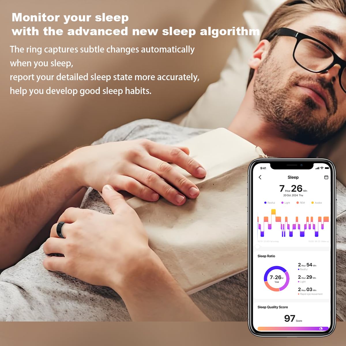 Health Smart Ring, Fitness Tracker, With Heart Rate, Blood Oxygen, Heart Rate Variability, Sleep Monitoring, Step Count, IP68 Compatible With IPhone And Android, No Subscription Fee Required - 5 - CJ
