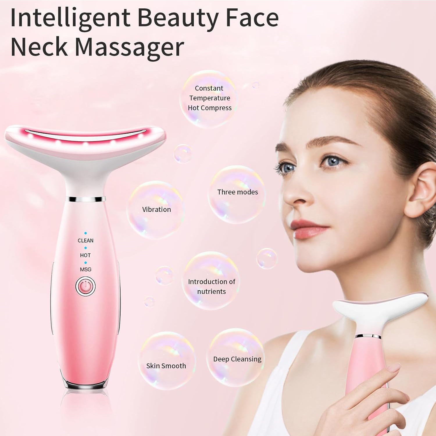 Neck Face Massager, Skin Care Face Massage Tool, 3 - in - 1 Facial Massager, Face Sculpting Tool With Thermals, Vibration - 5 - CJ