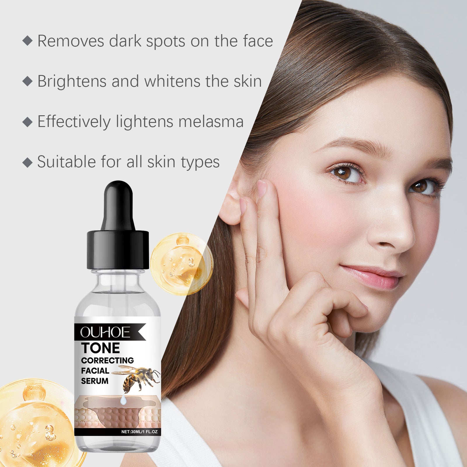 OUHOE Face Essence, Gentle Moisturizing Moisturizing Hydrating Soft Skin Daily Care Face Essence - 5 - CJ