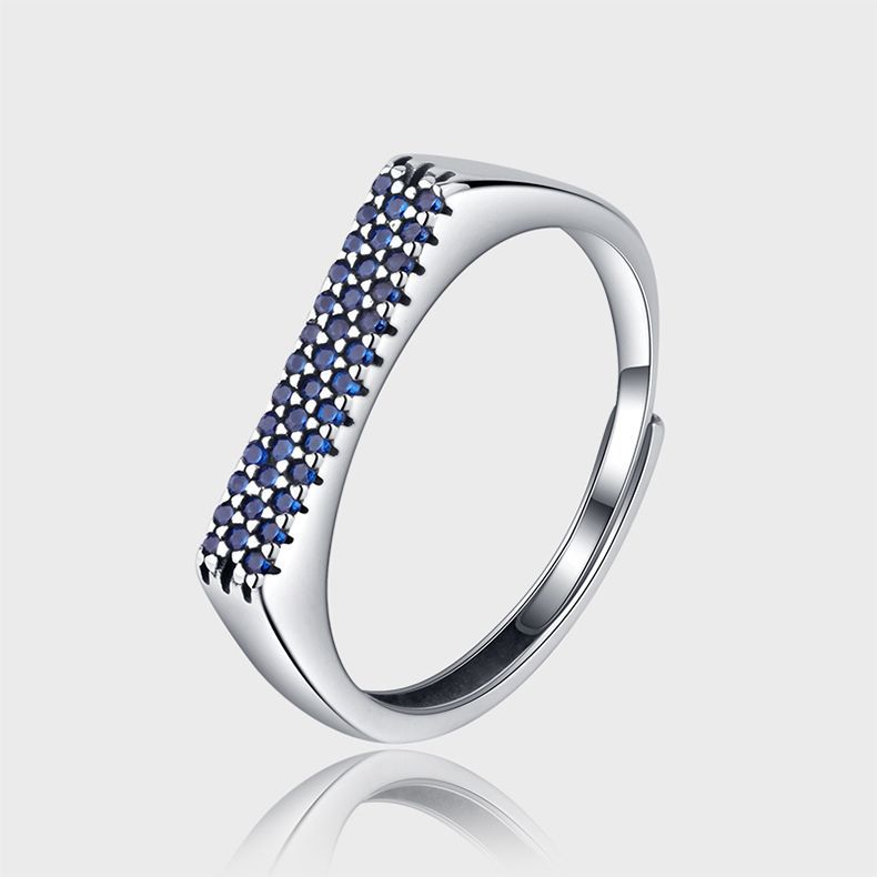 925 Sterling Silver Ring Women's Double Row Broken Diamond Ring - 4 - CJ