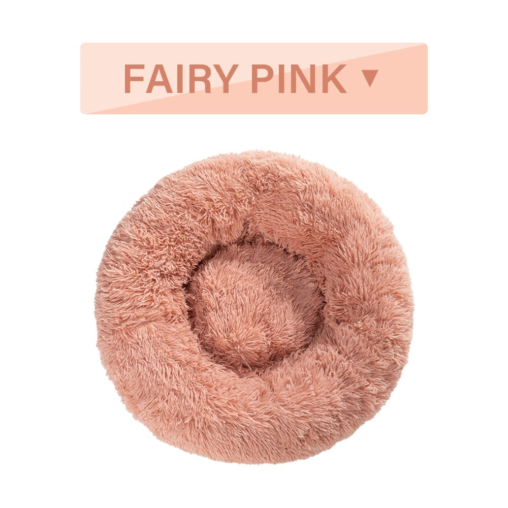 Fluffy Donut Dog Bed Warm Soft Long Plush Pet Cushion Dog House Cat Bed Washable Pet Sofa Mat Calming Samll Large Dog Beds - 4 - CJ