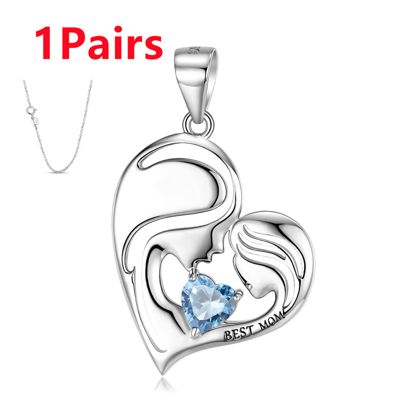 S925 Sterling Silver Best Mom Necklace Mother's Day Series Necklace - 4 - CJ - PNC00823 Set - CJJE159972316PK