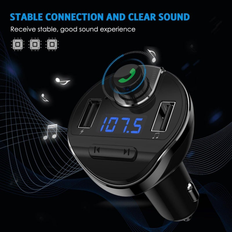Car Bluetooth T20 Hands - free FM Transmitter MP3 Player Phone Charger - 5 - cjdropshipping