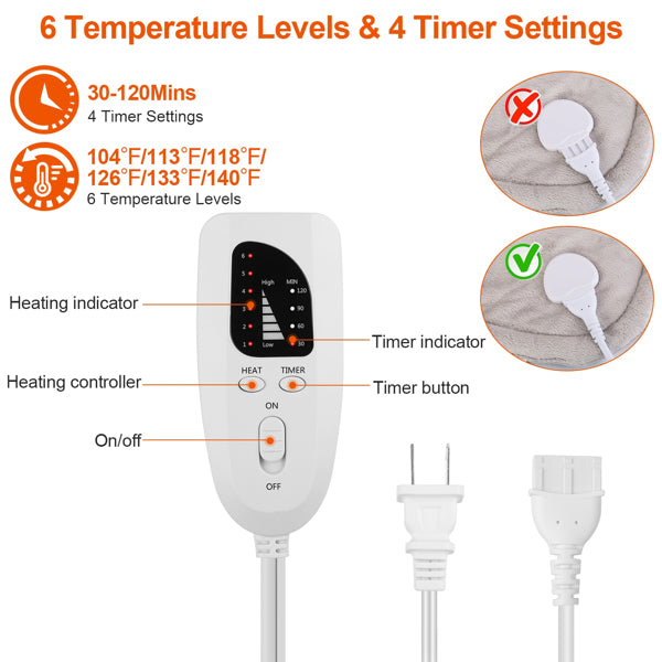 22.4 X 16.3 Inch Large Neck And Shoulder Weight Heating Pad Electric Heating Rapid Heating Pad Neck Wrap Cushion For Pain Relief With 6 Temperature Settings 4 Timer Modes Machine Washable - 5 - CJ