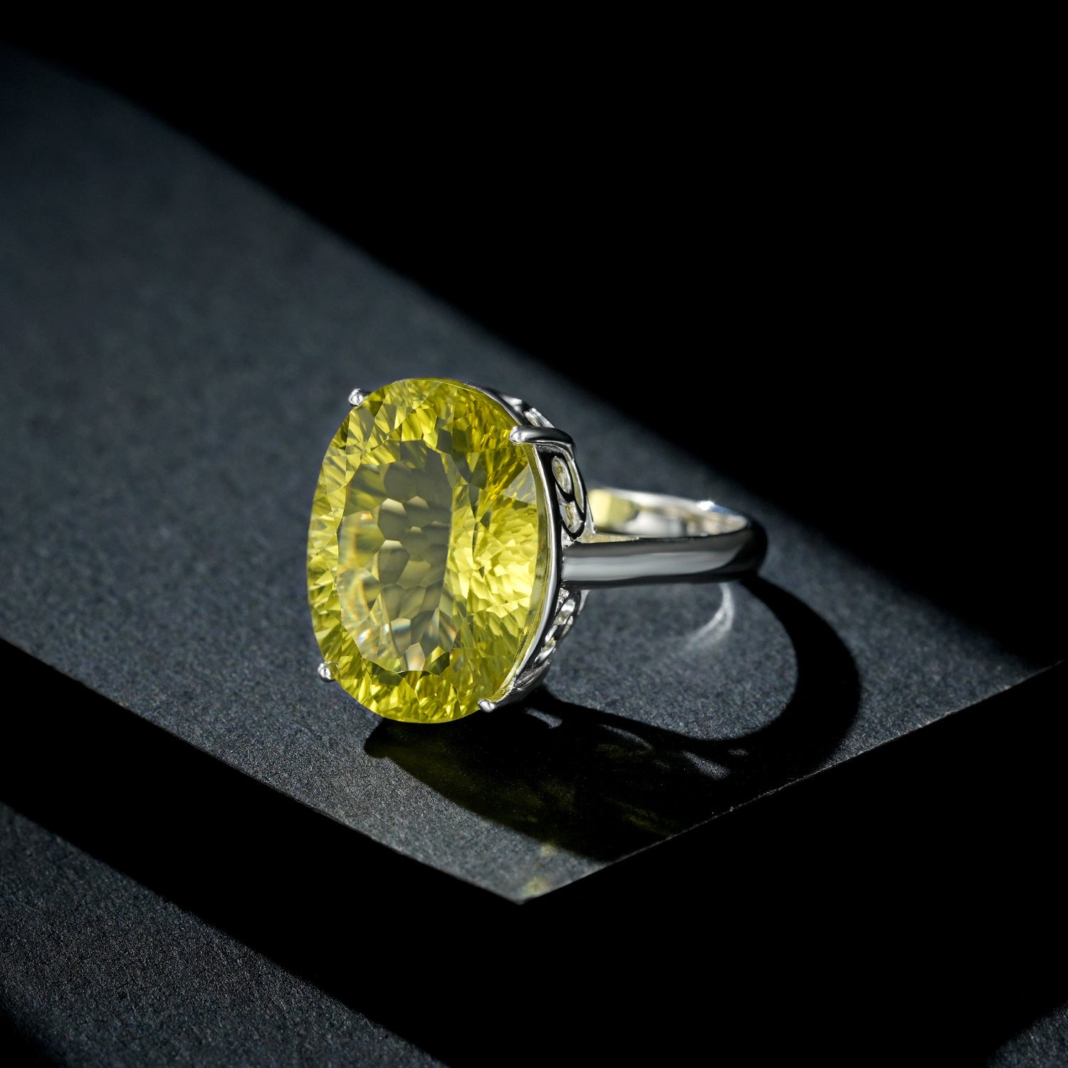 Natural Gem Inlaid Ring Female S925 Sterling Silver Lemon Crystal Luxury Ring - 4 - CJ