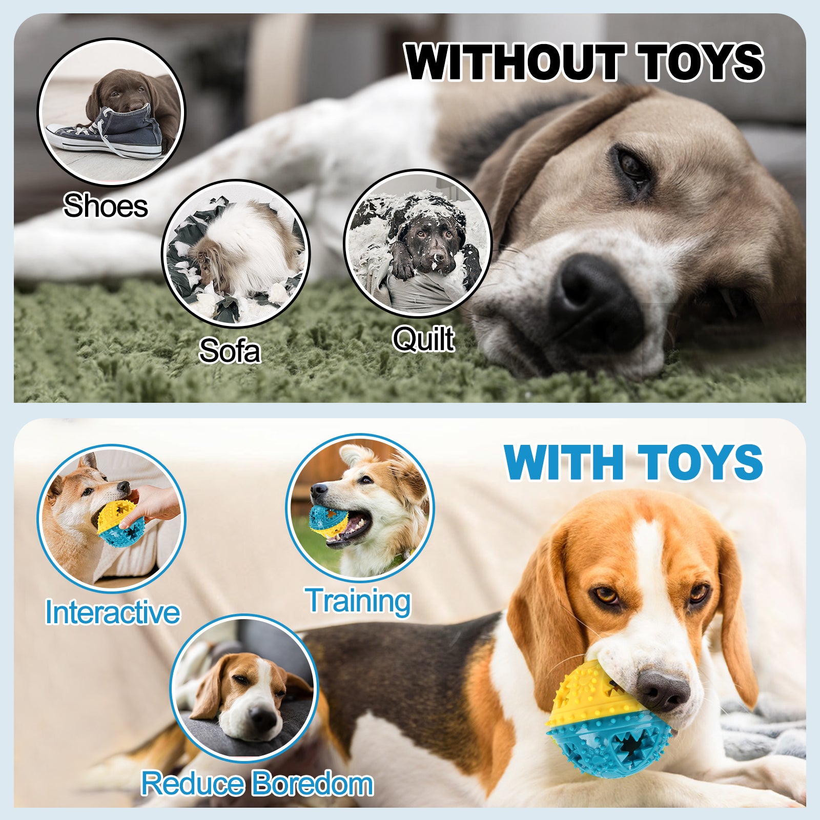 Dog Chew Toys Grinding Teeth Sound Ball Toys Leaking Food Balls Anti Bite Interactive Training Cleaning Teeth Toys Pet Products - 5 - CJ