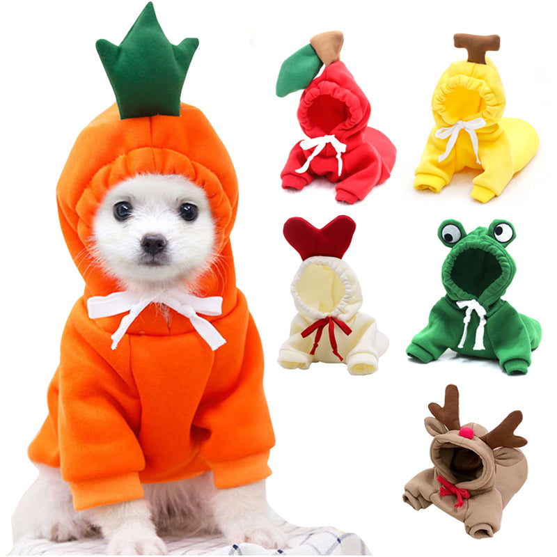 Cute Fruit Dog Clothes For Small Dogs Hoodies Winter Warm Fleece Pet Clothing Puppy Cat Costume Coat For French Chihuahua Outfit - 0 - CJ