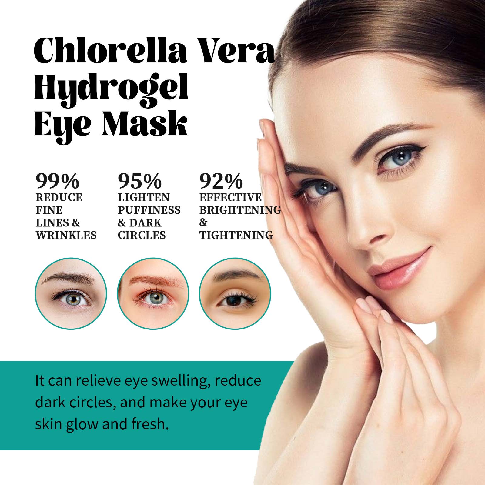 EELHOE Chlorella Vera Hydrogel Eye Mask, Moisturizing Desalination Eye Grain Compact Fine Grain Soft Skin Hydrating Eye Mask - 5 - CJ