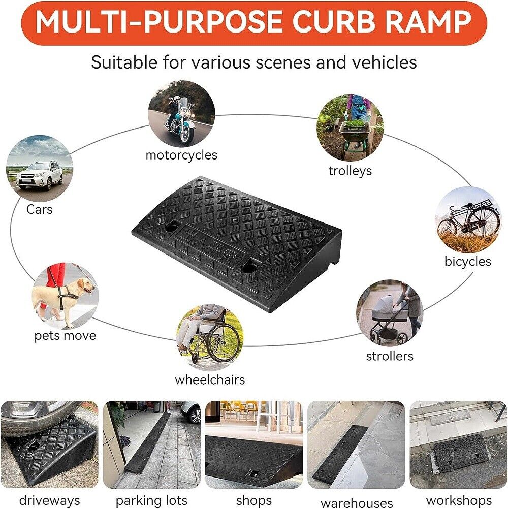 Vehicle Slope Ramp Universal Heavy Duty Rubber Kerb Ramps Car Bikes Threshold - 5 - CJ