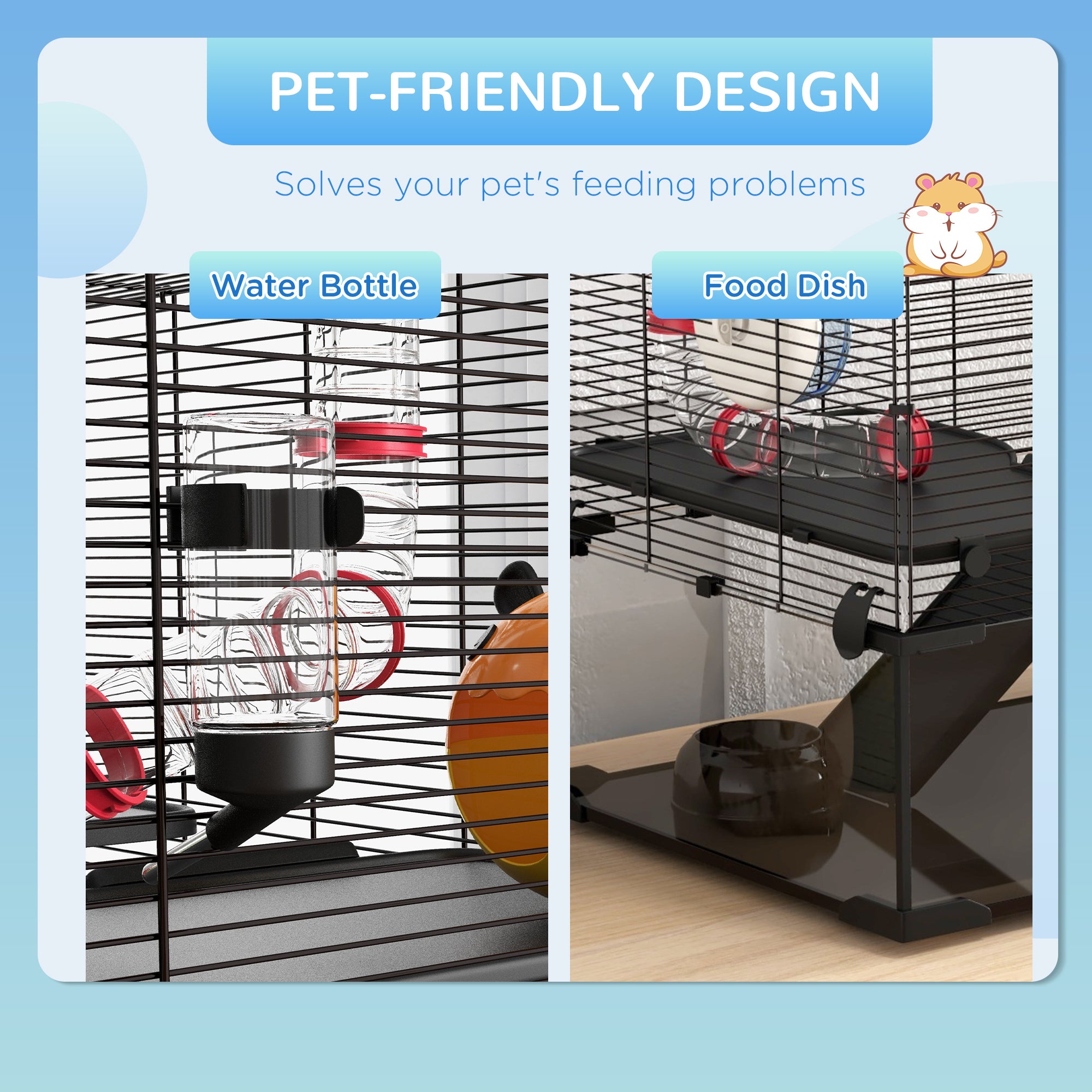 31" Hamster Cage with Tube and Tunnel, Deep Glass Bottom - 5 - CJ