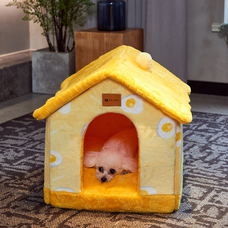 Foldable Dog House Pet Cat Bed Winter Dog Villa Sleep Kennel Removable Nest Warm Enclosed Cave Sofa Pets Supplies - 0 - CJ