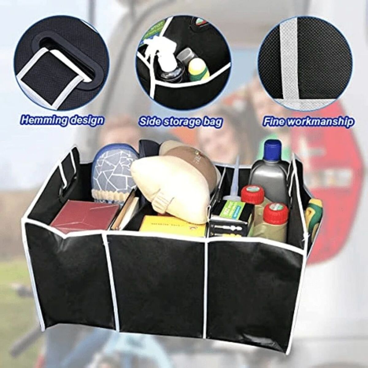Car Multi - Pocket Trunk Organizer Large Capacity Folding Storage Bag Trunk Stowing And Tidying Trunk Organizer Car Accessories - 5 - CJ