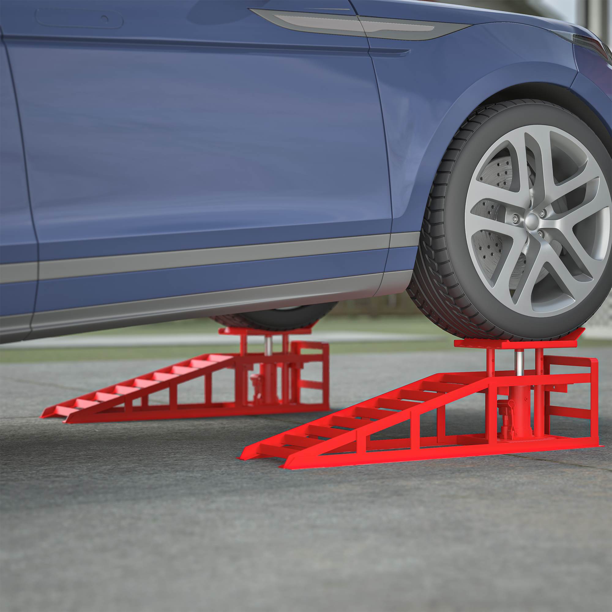 2 Pack Hydraulic Car Ramps 5T 11000lbs Low Profile Car Lift Service Ramps Truck Trailer Garage,Height Hydraulic Vehicle Ramps - 5 - CJ