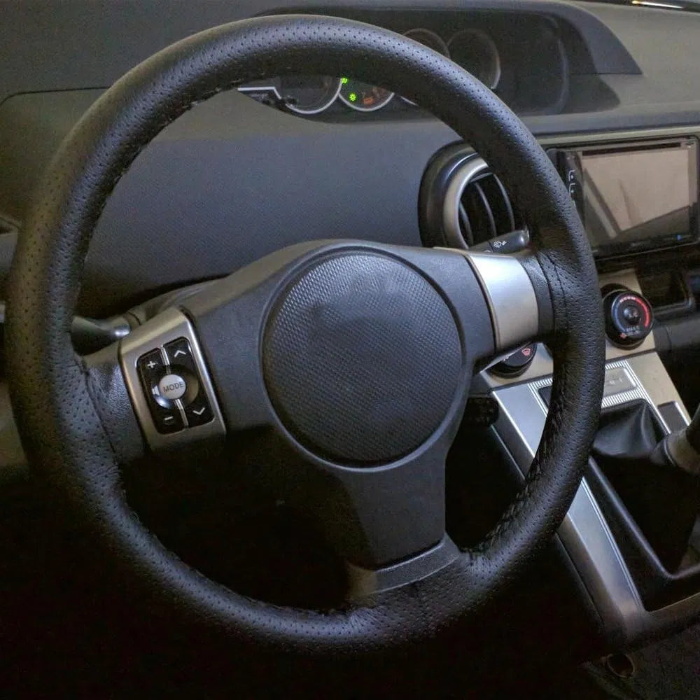 Genuine Leather DIY Car Steering Wheel Cover Anti - slip For Cm Black US - 5 - CJ