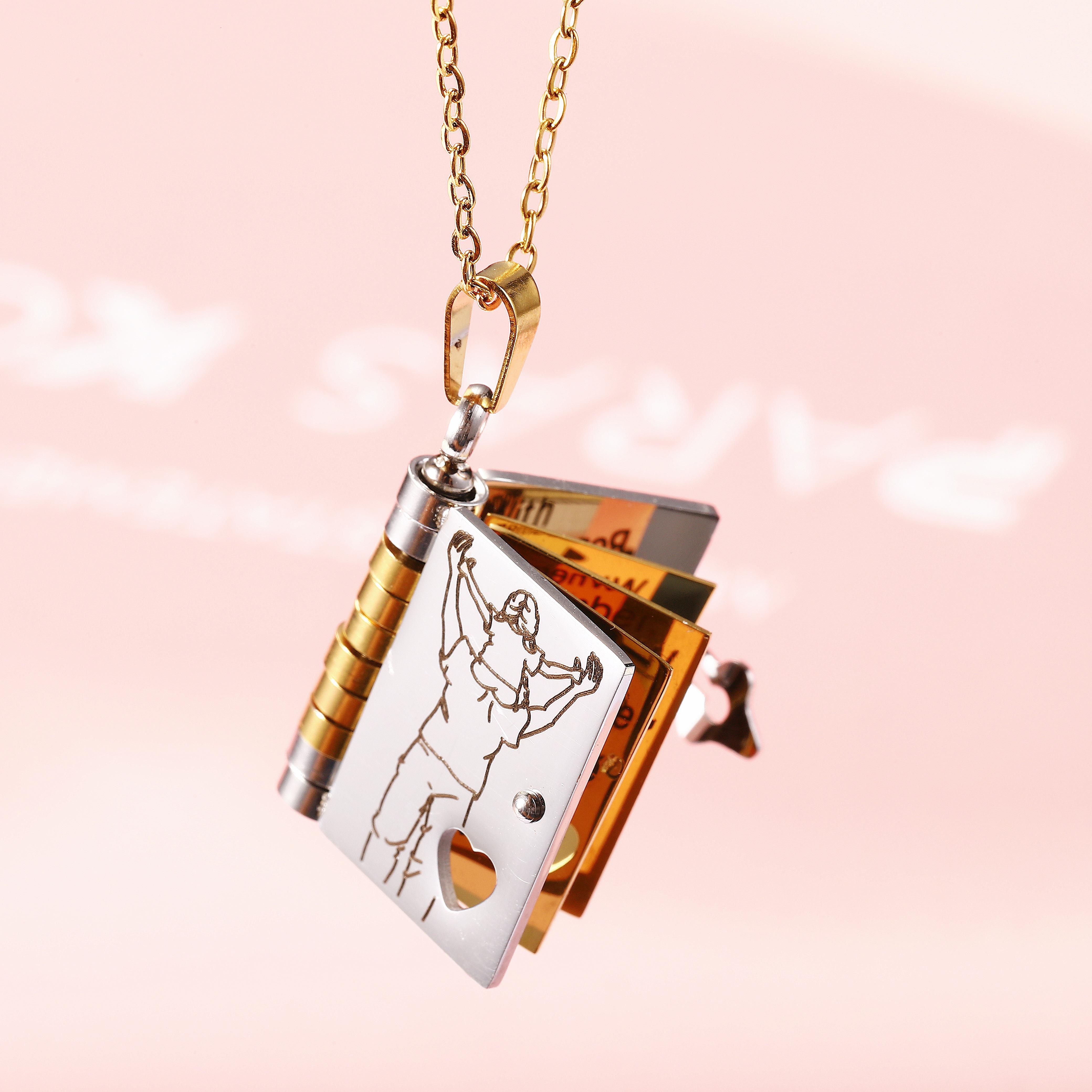 My Little Star Book Necklace For Daughter Son 18 Inch Stainless Steel Chain Gold Hardware Love Jewelry Birthday Graduation Gift - 5 - CJ
