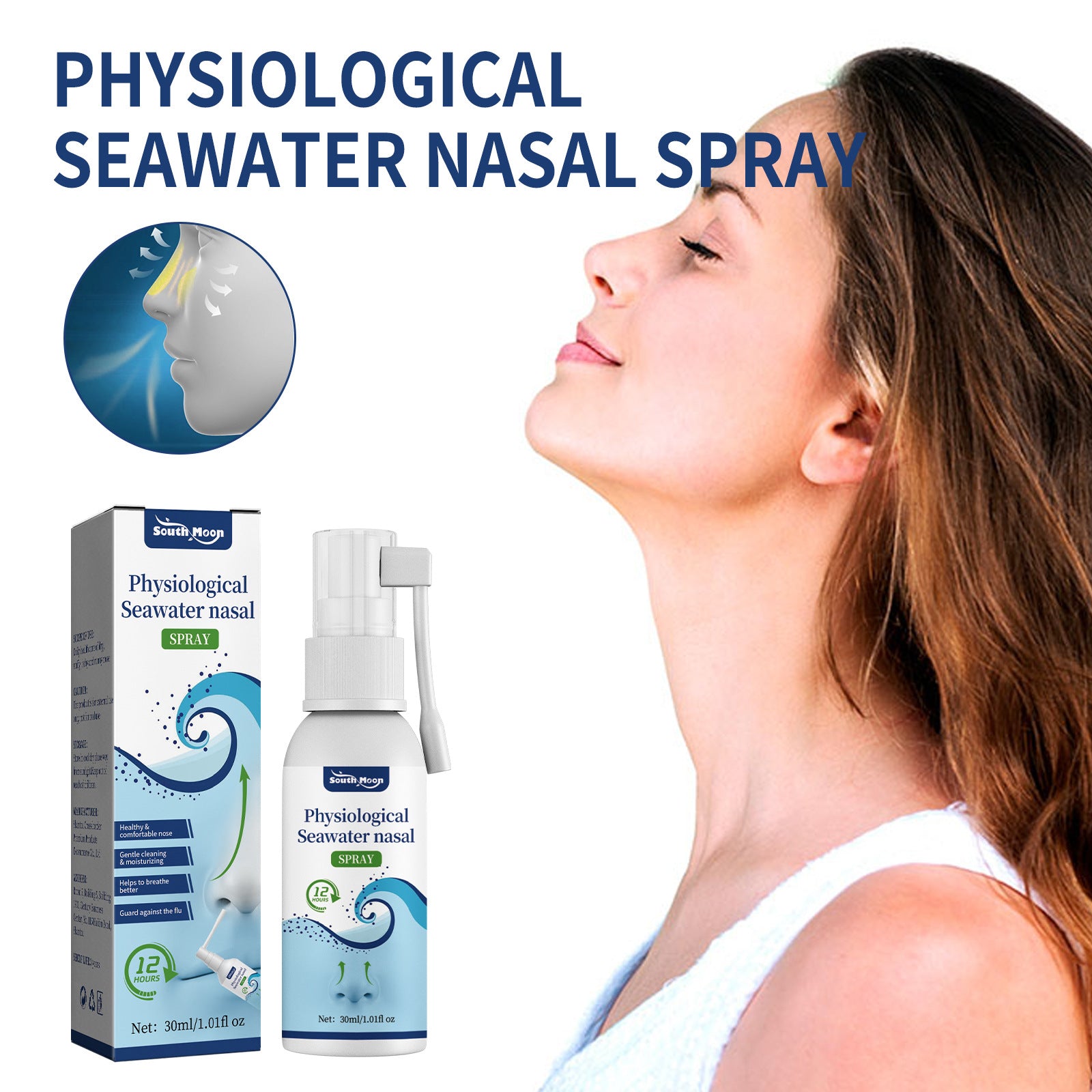 South Moon Physiological Seawater Nasal Spray Nose Gentle Cleansing Nasal Congestion Itchy Nose Nasal Relief Spray - 5 - CJ