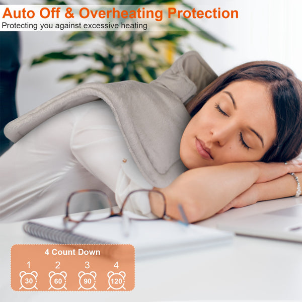 22.4 X 16.3 Inch Large Neck And Shoulder Weight Heating Pad Electric Heating Rapid Heating Pad Neck Wrap Cushion For Pain Relief With 6 Temperature Settings 4 Timer Modes Machine Washable - 5 - CJ