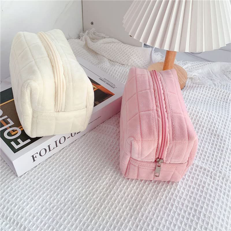 Plush Makeup Bag Checkered Cosmetic Bag Cosmetic Travel Bag Large Zipper Travel Toiletry Bag Portable Multi Functional Capacity Bag Cute Makeup Brushes Storage Bag For Women - 5 - CJ