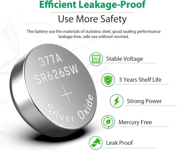 10 X OEM SPEC 377 376 364 363 WATCH BATTERY SR626SW SR626W Silver Oxide Battery - 5 - CJ