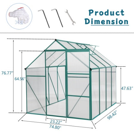Green - 6 X 8 FT Outdoor Patio Greenhouse - 5 - CJ