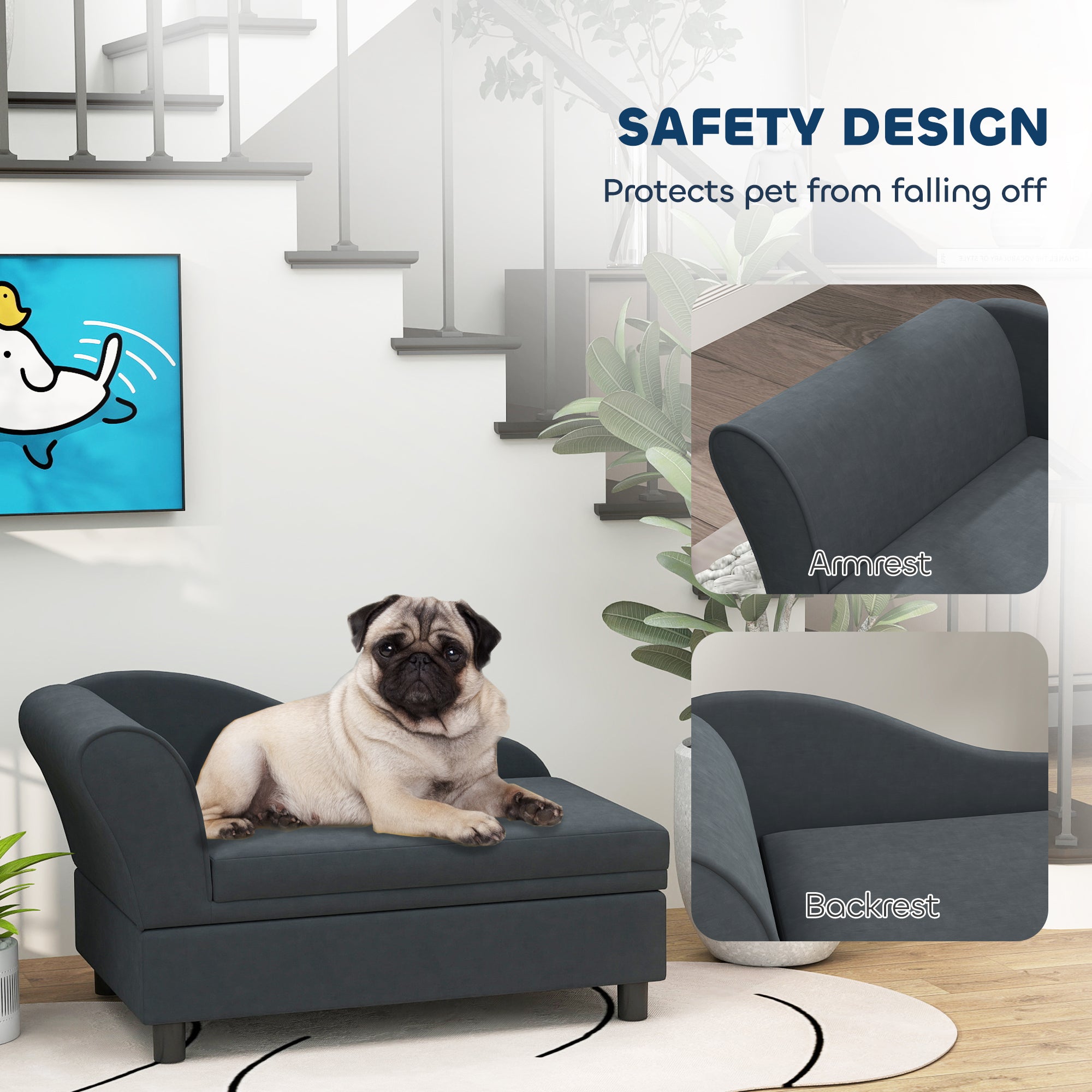 Pet Sofa Bed Couch With Storage, Pet Sofa For Cats And Small Dogs, Dark Gray - 5 - CJ