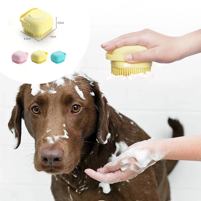Silicone Dog Bath Massage Gloves Brush Pet Cat Bathroom Cleaning Tool Comb Brush For Dog Can Pour Shampoo Dog Grooming Supplies - 0 - CJ
