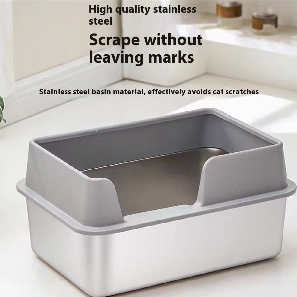 Stainless Steel Litter Box High Fence Anti - splash - 0 - CJ
