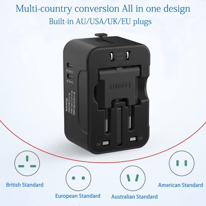 Universal Travel Adapter, Portable Worldwide All - in - One Plug Adapter With 3 USB - 5 - CJ