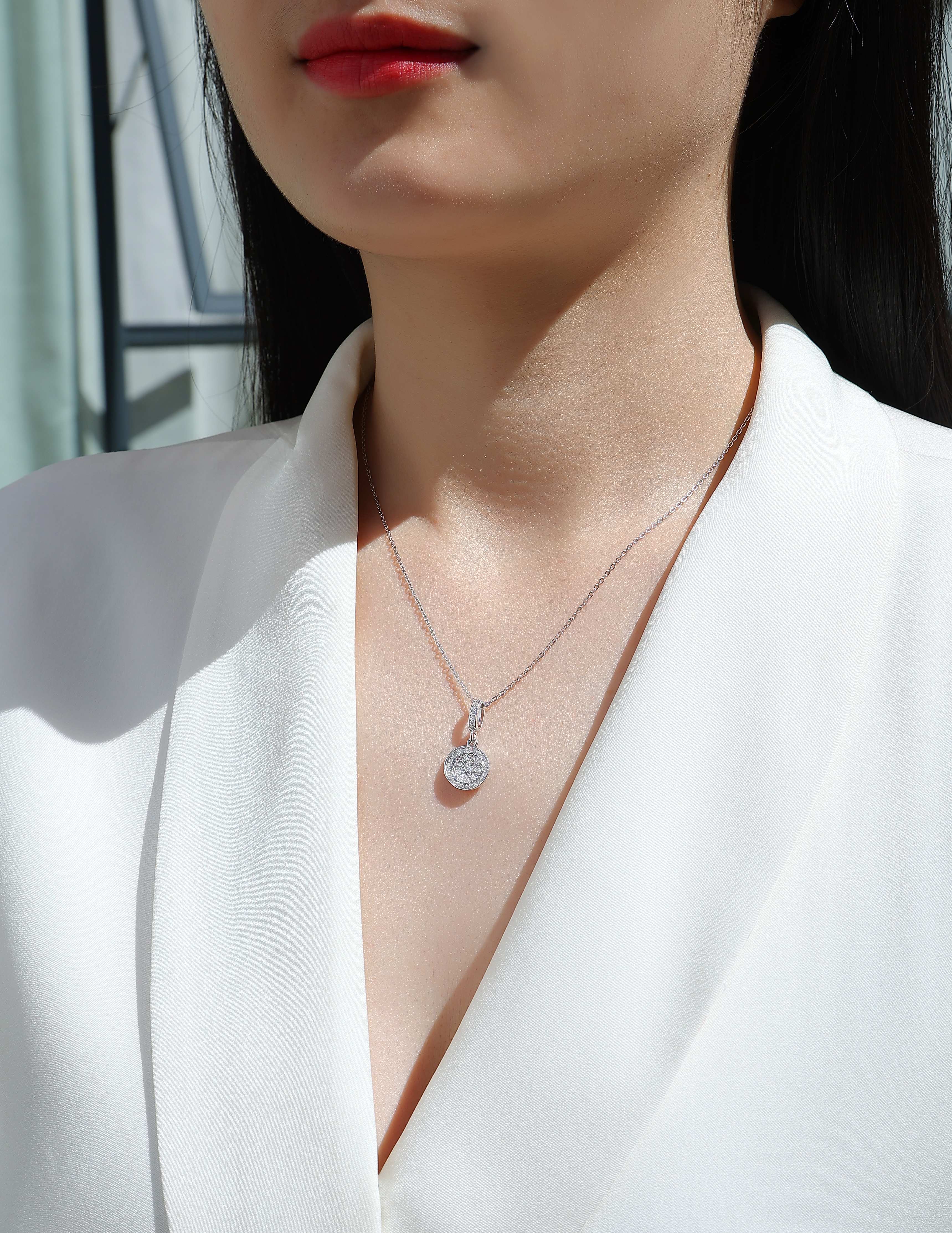 1Double Ring Combination - A Fashionable And Luxurious Diamond Jewelry Piece Set With Moissanite S925 Sterling Silver And Platinum - plated Pendant Prohibit TikTok sales - 5 - cj