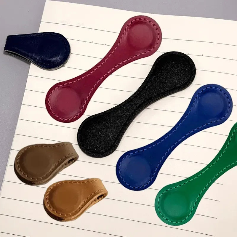 6 Handcrafted PU Leather Magnetic Bookmarks - Double - sided Retro Style, Bright Colors (red, Green, Brown, Blue, Black, Orange), Perfect For Gifts, Office Supplies, School Supplies, And Reading Accesso - 5 - CJ