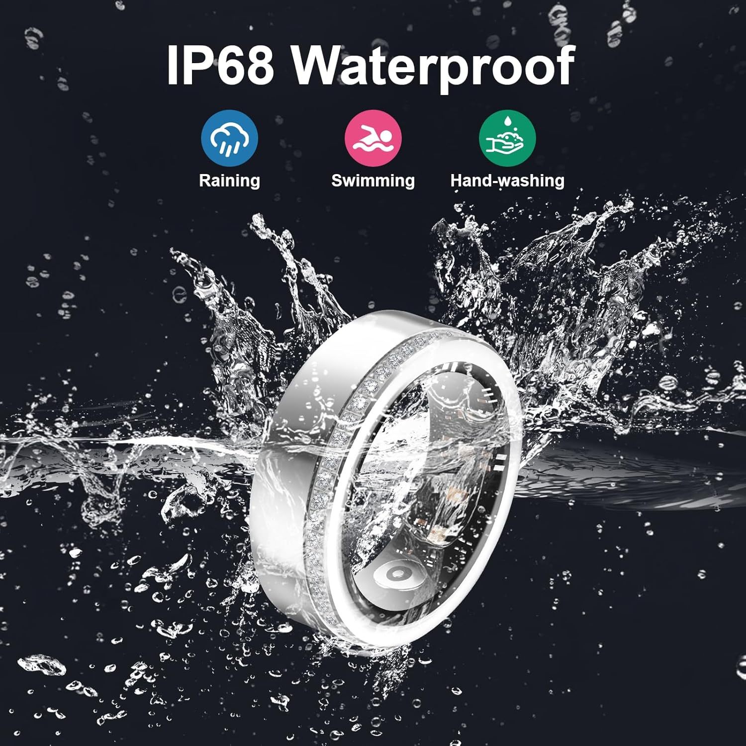 Smart Ring For Women Luxury Elegant Diamond Ring With Visible Tech Core Heart Rate Sleep Tracker Fitness Health Monitor IP68 Waterproof Compatible - 5 - CJ