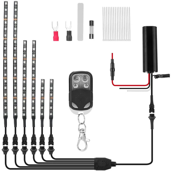6Pcs Motorcycle LED Light Strips Multi - Color Neon Light Kits Waterproof DC 12V RGB Atmosphere Lights - 5.0 - CJ