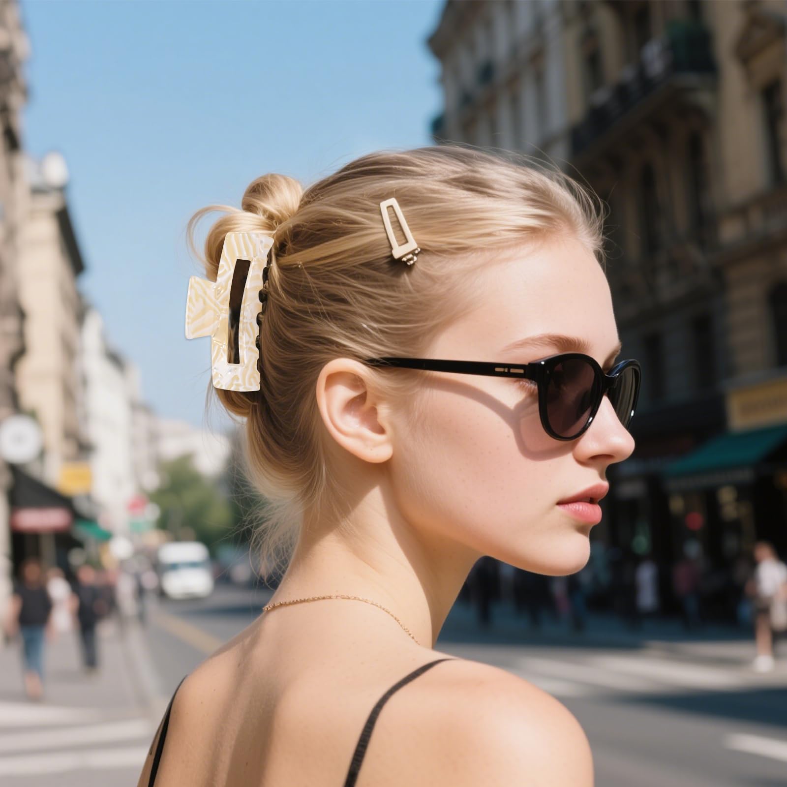 4Pcs Tortoise Hair Claw Clips, Acetate Hair Claw Clip Acrylic French Hair Banana Barrettes Jaw Clips, Stylish Hair Accessories For Women 3.15 Inch Fashion Strong Hold For Thick Thin Hair,442 - 9838 - G14 - 5 - CJ
