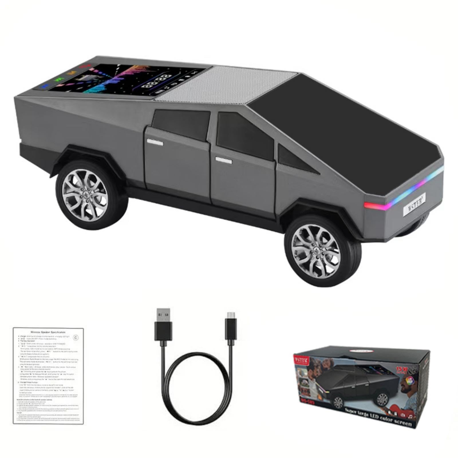 WS - 580 Bluetooth Pickup Truck Portable Speaker With Display, High - definition Sound, TWS Pairing, FM Radio, Built - in Microphone For Hands - free Calls, A Surprising Gift For Car Enthusiasts - 5 - CJ
