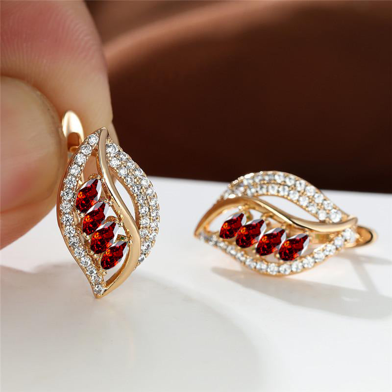 Ins Leaf - shaped Rhinestones Earrings Fashion Unique Zircon - encrusted Stud Earrings Women's Jewelry - 0 - CJ